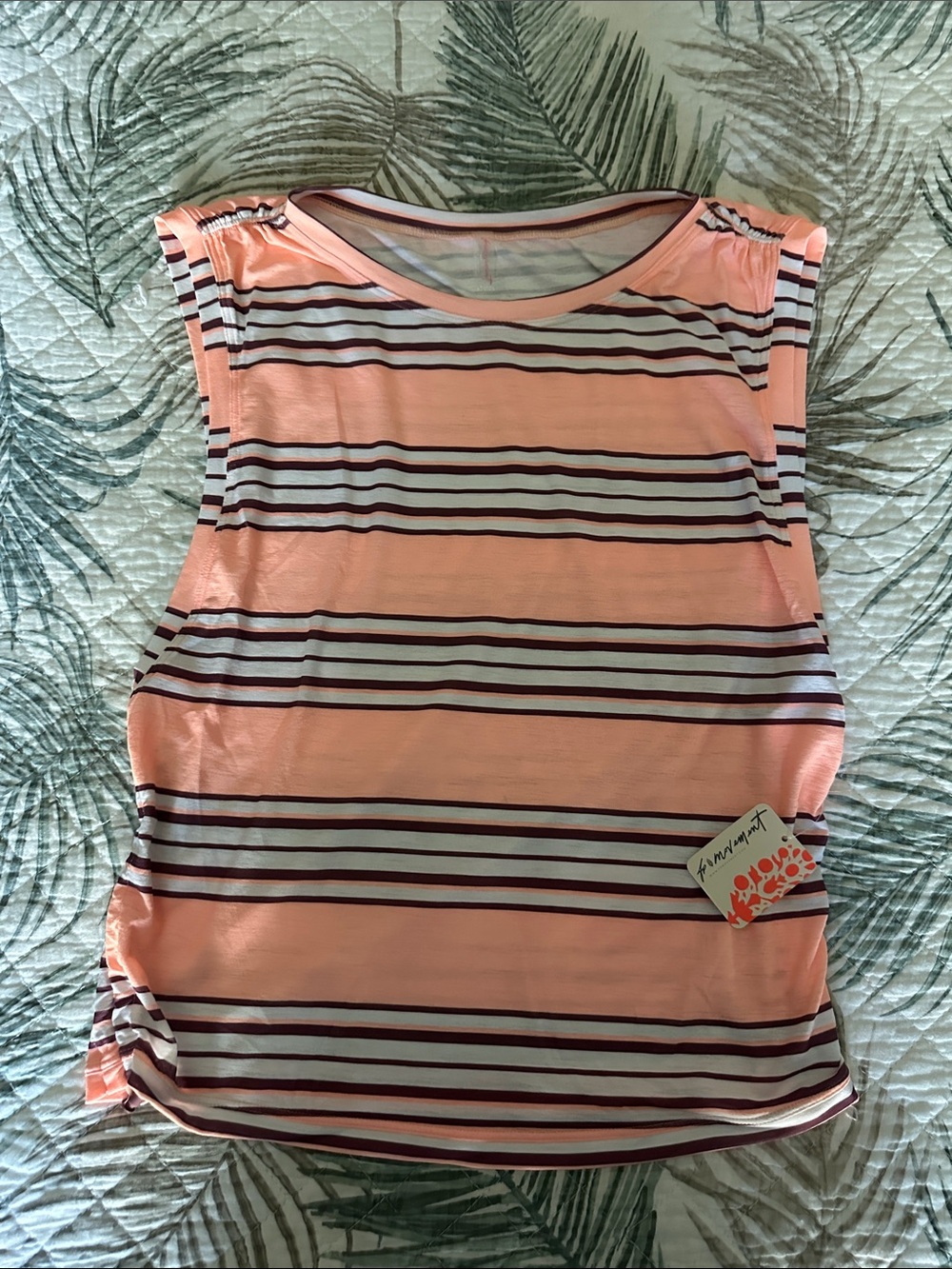 FP Movement Sleeveless Striped Tank Top in Peach Pink